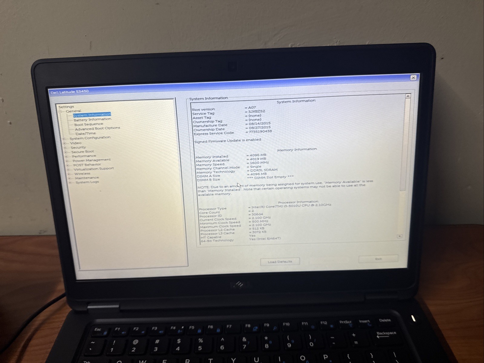 Dell Latitude E5450 i3-5010U 4GB RAM Laptop No HDD No OS Bad Battery No Charger