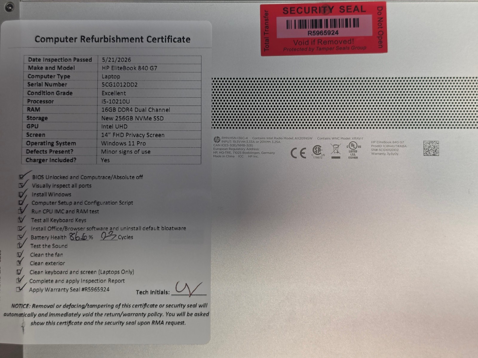 HP EliteBook 840 G7 14″ Windows 11 Laptop – i5-10210U, 16GB RAM, New 256GB SSD