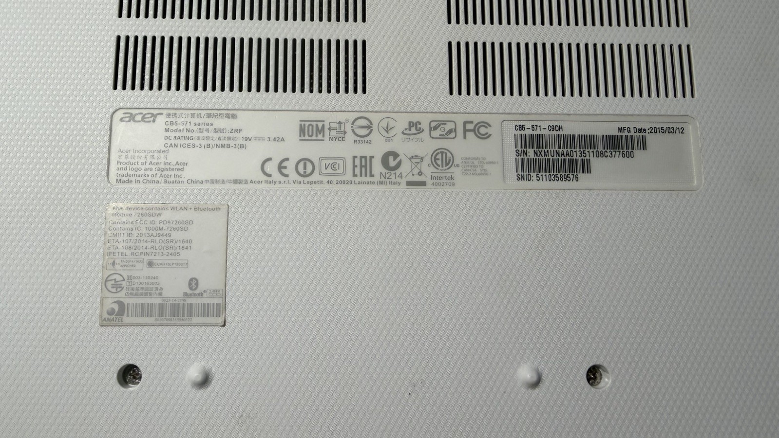 Acer Chromebook CB5-571-C9DH 1.50GHZ 2GB RAM 16GB SSD