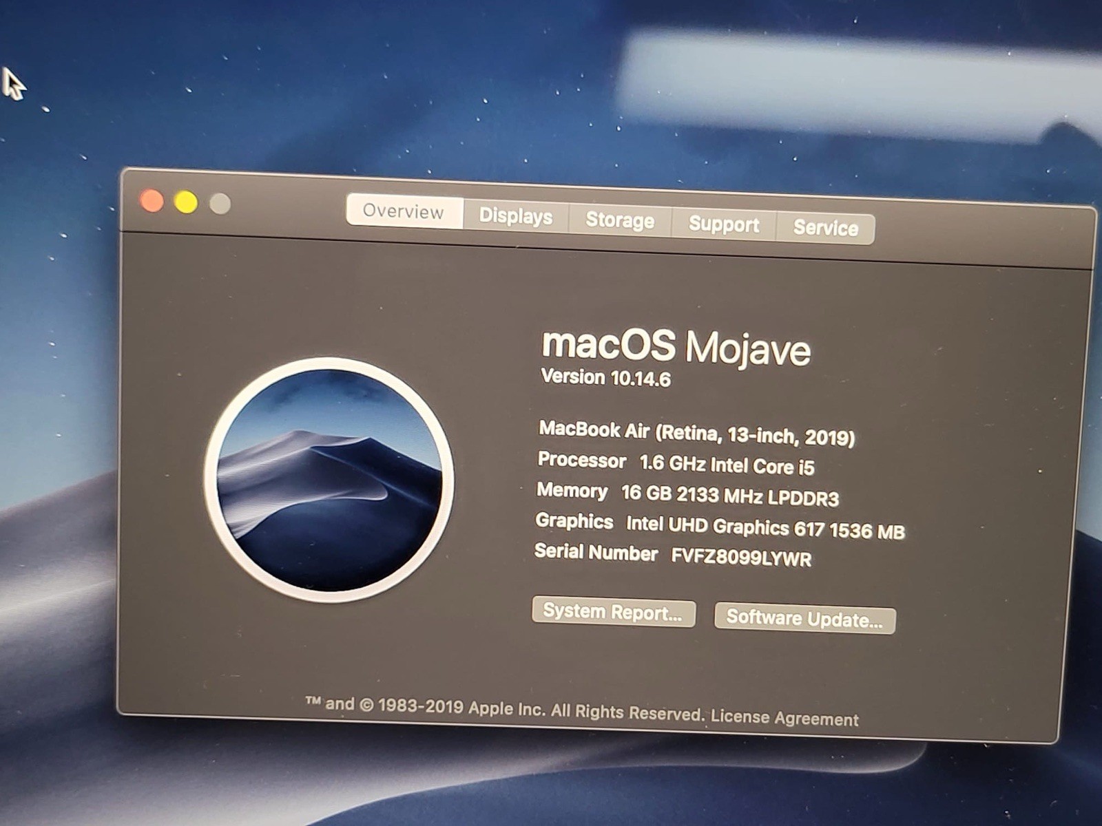 Apple MacBook Air 2019 A1932 13″ Laptop i5 256GB SSD 16GB RAM 3YR WARRANTY