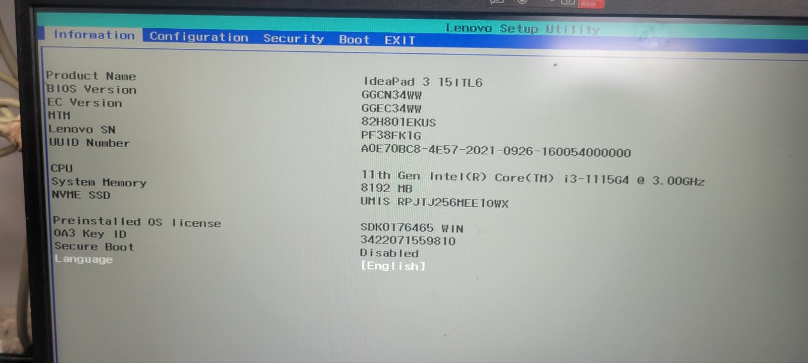 Lenovo Ideapad 3 15ITL6 – 11th Gen – i3-1115G4 – 8GB 15.6″ Laptop w/ 256gb NVMe
