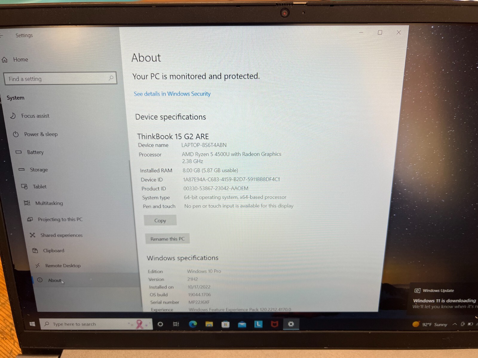 Lenovo ThinkBook 15 G2 ARE 15.6″ FHD Touch Ryzen 5 4600U 8GB 256GB W10P Laptop
