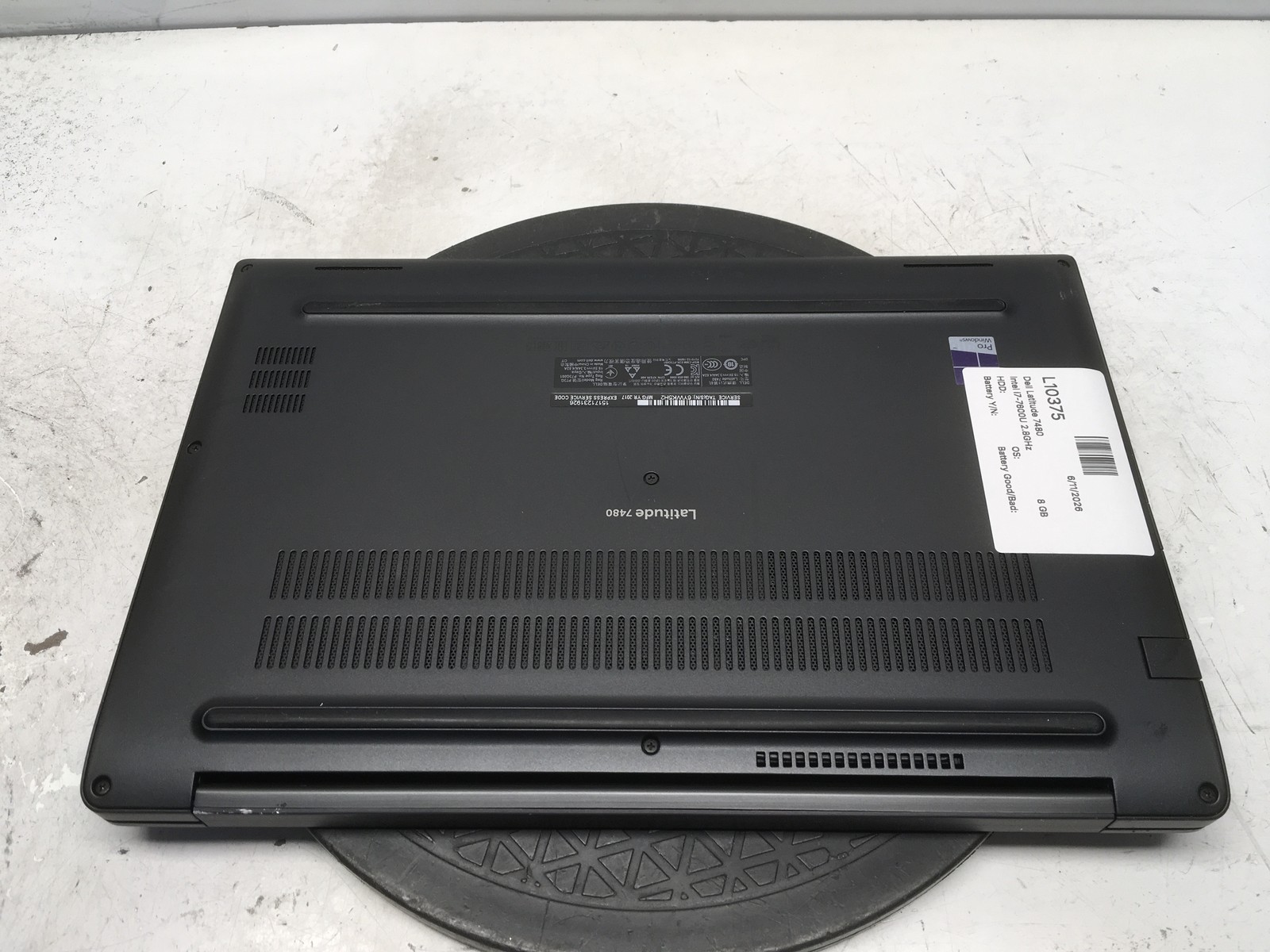 Dell Latitude 7480 Intel i7-7600U 2.8GHz 8 GB NO HDD No Batt