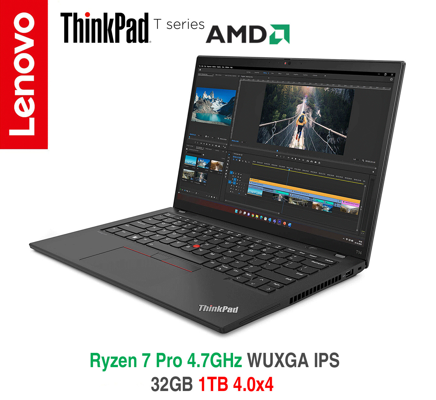 ThinkPad T14 AMD Ryzen 7 4.7GHz WUXGA 32GB 1TB IR BL FPR 2Y On-site+ADP Warranty