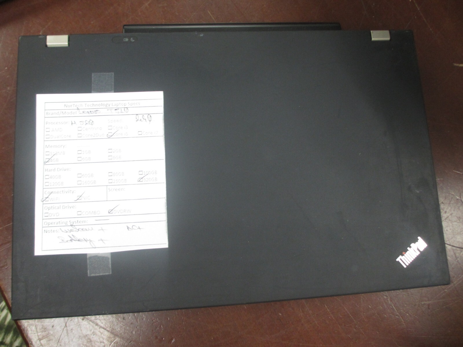 Lenovo ThinkPad T510 15.6″ i5-M520 2.40Ghz 4GB 320GB DVDRW Laptop w/ AC [NO OS]