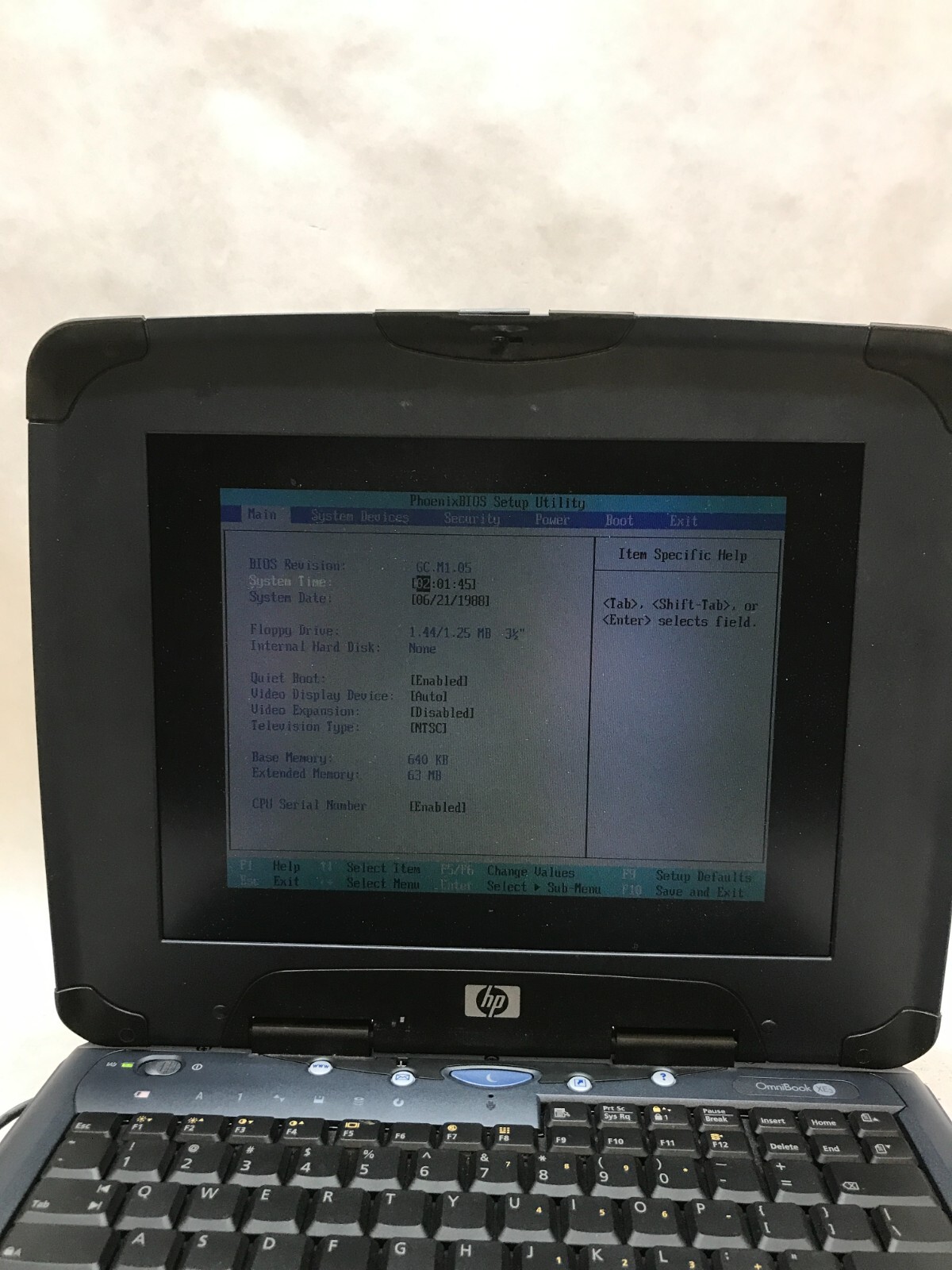 HP OmniBook XE3 F2119WT Intel Celeron 600MHz 640KB RAM NO HDD/OS *READ* AS IS DW