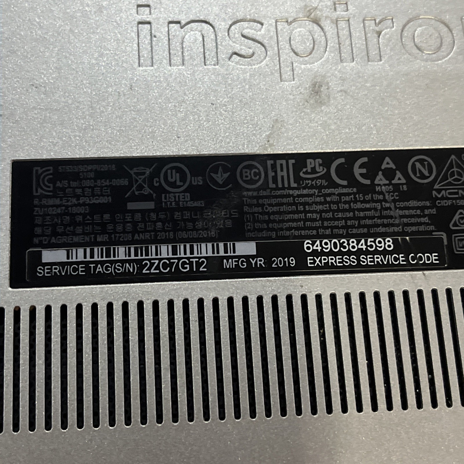 DELL INSPIRON 5482 INTEL CORE I5-8265U 1.60GHZ 8GB RAM NO HD