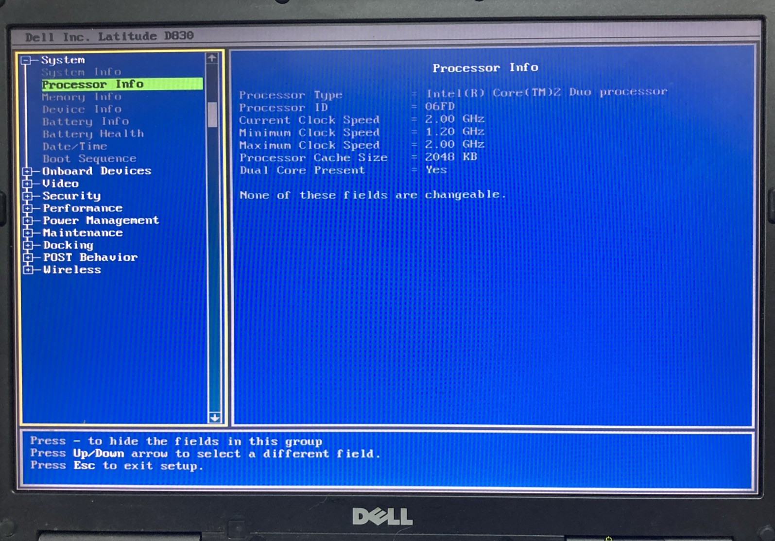 Dell Latitude D830 15.4 Laptop Core 2 Duo 2.00GHz 2GB No HHD Boot to BIOS