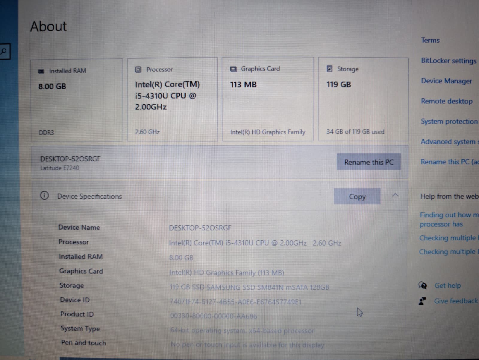 12″ Dell Latitude E7240 Excellent | i5 4th 8GB RAM 128GB SSD | Windows 10 Pro