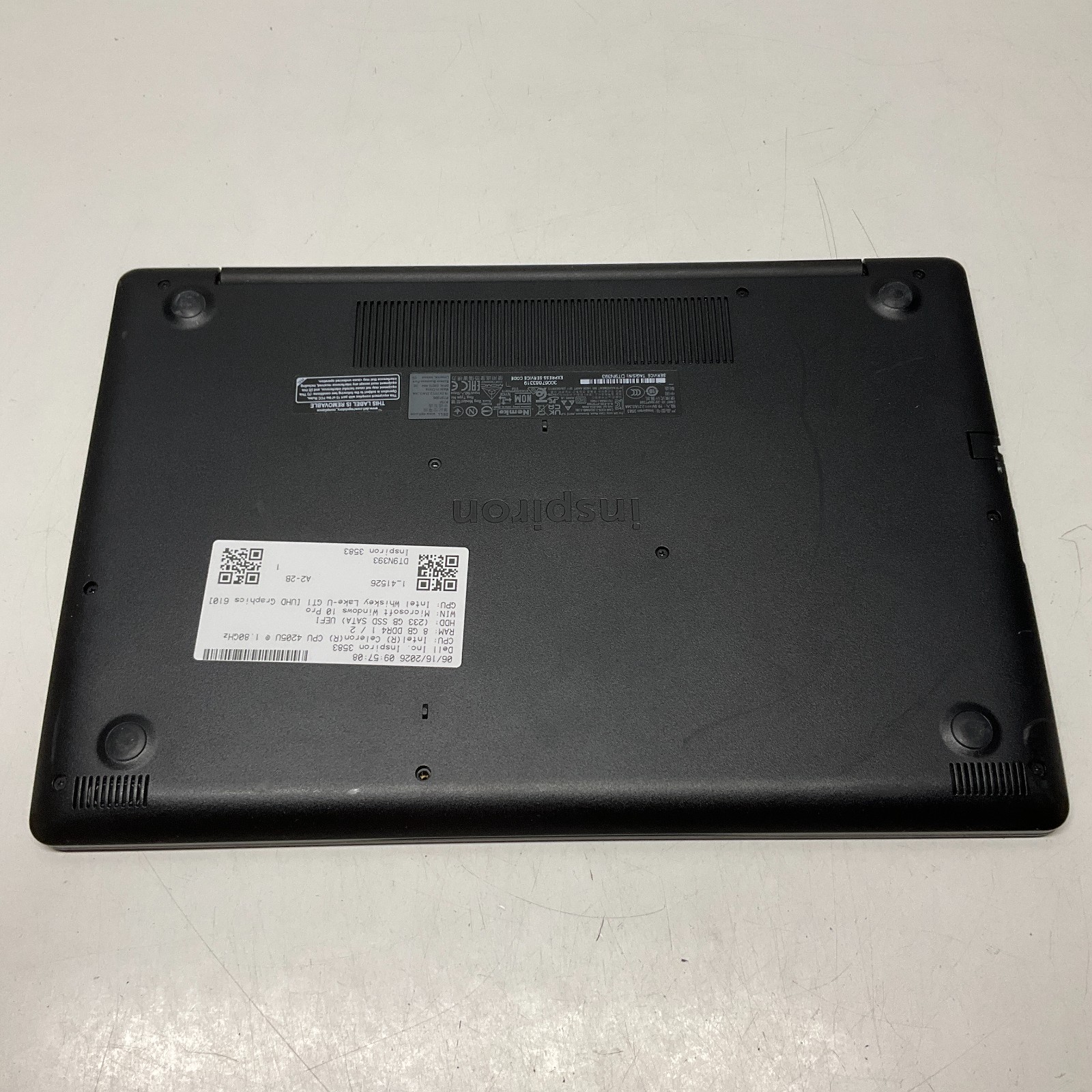 Dell Inspiron 3583 15.6 2014 HD Celeron 4205U 1.80GHz 8GB 256GB Windows 10 Pro