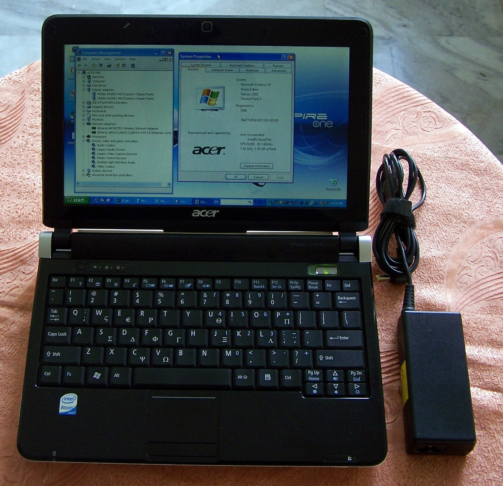 Acer Aspire One kav10 (D150), Intel N280 1.66GHz, 2GB, 160GB, Win XP, 10.1″