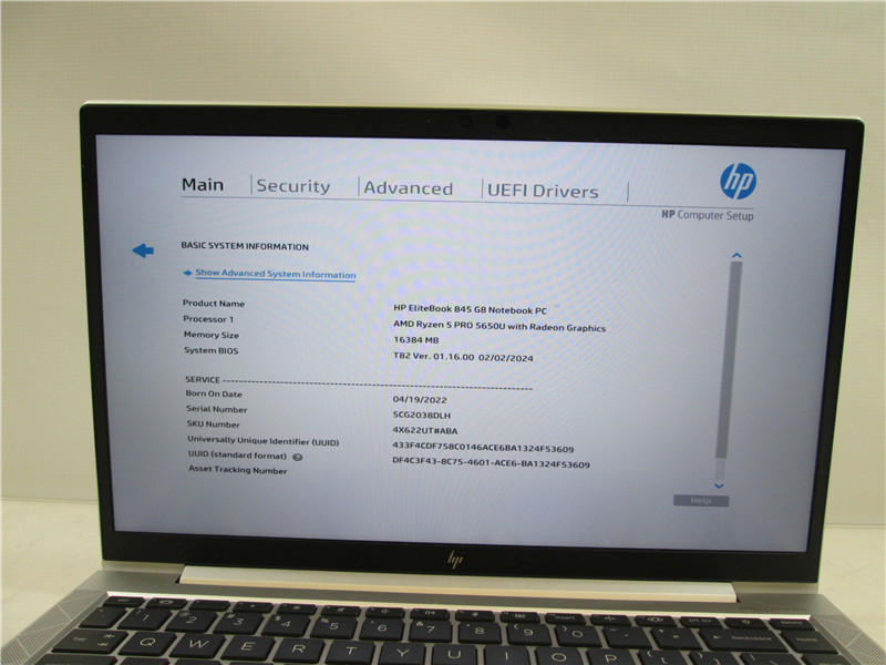 HP EliteBook 845 G8 Laptop Ryzen 5 PRO 5650U 16GB No SSD WiFi 6 No OS Grade C