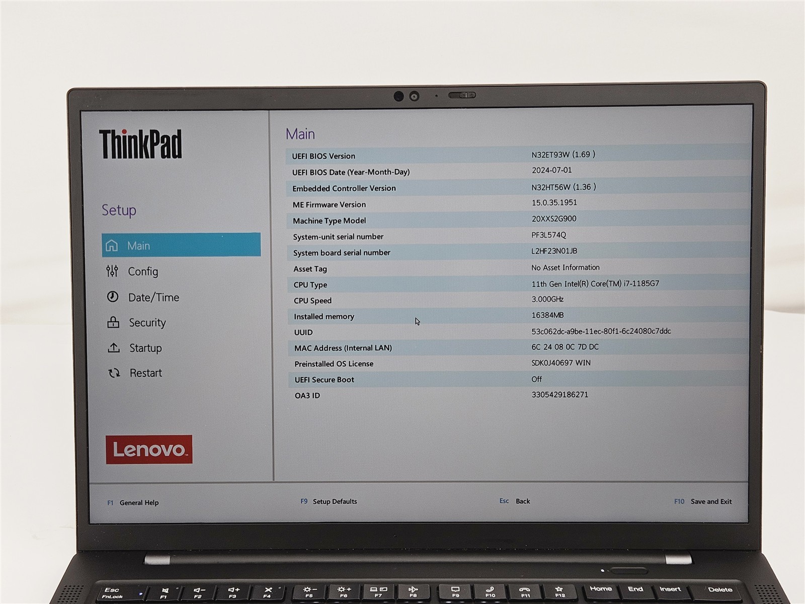 Lenovo ThinkPad X1 Carbon Gen 9 Intel Core i7-1185G7 16GB 256GB SSD 14″ Win11