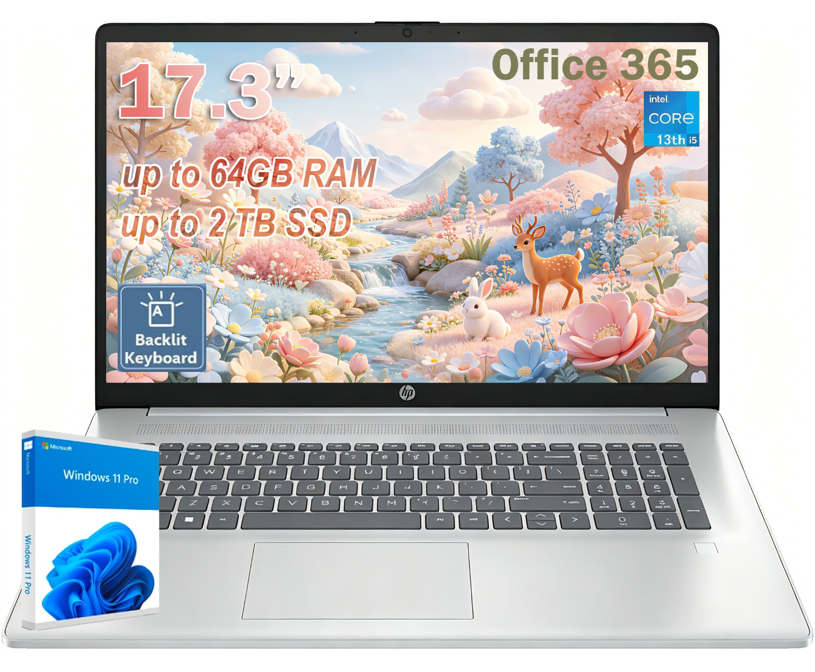 HP Laptop 17.3″ Intel Core i5 Processor Up to 64GB RAM 2TB SSD Microsoft Office