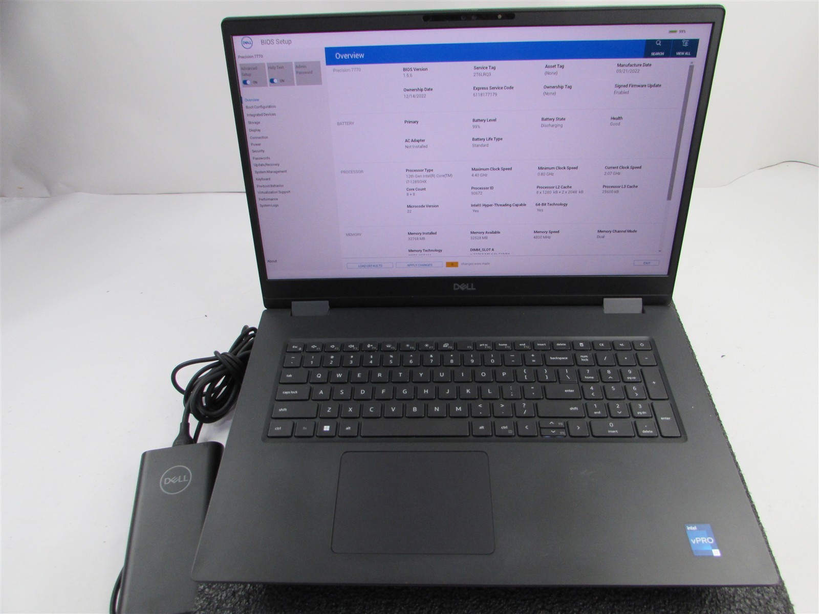 DELL PRECISION 7770 1920×1080 FHD I7-12850HX 512GB 32GB RAM RTX A3000 WIN 11 PRO