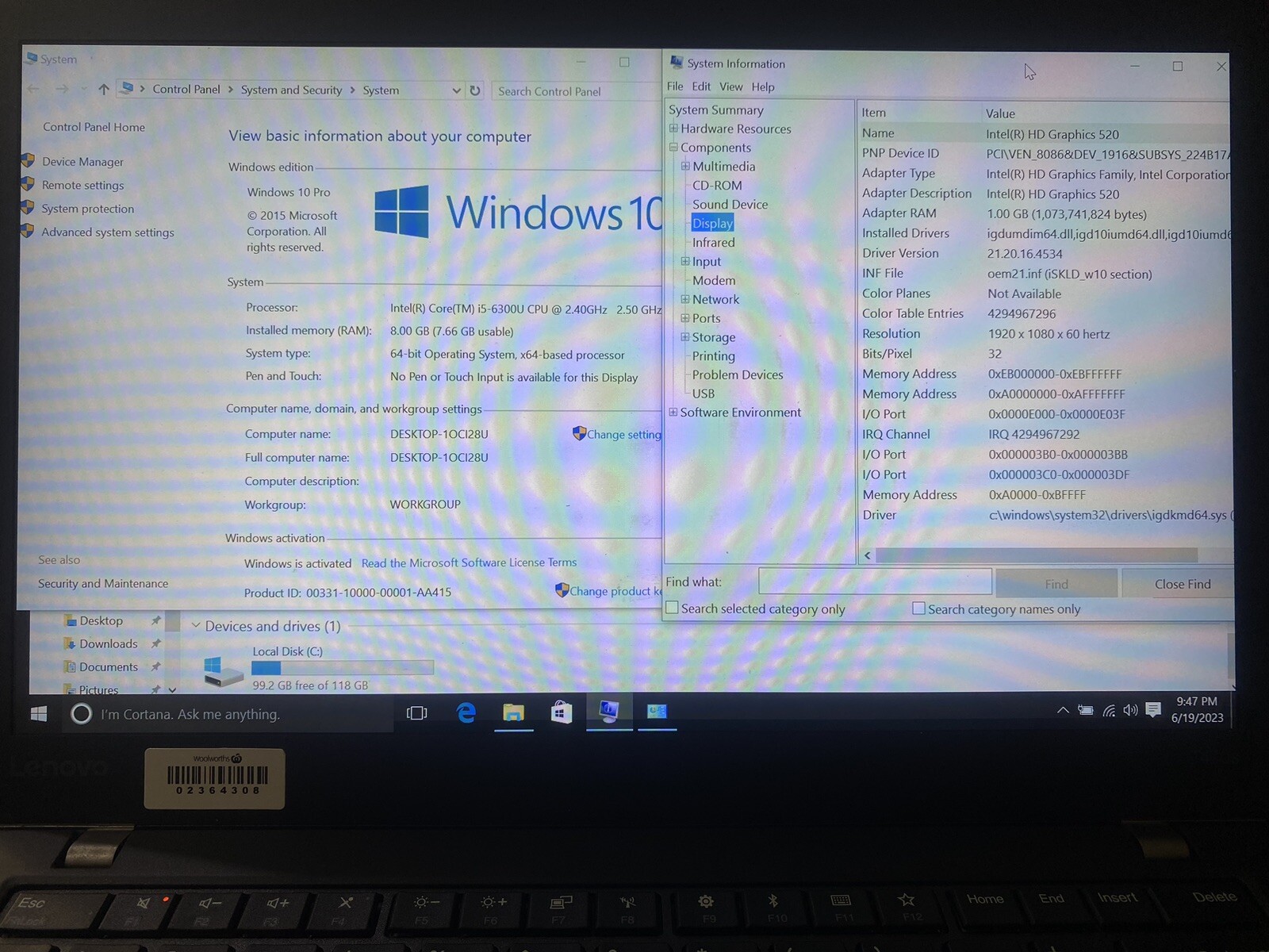 Lenovo ThinkPad T470s Laptop Intel i5-6300U @2.4GHz 8GB RAM 128GB SSD Win 10 Pro