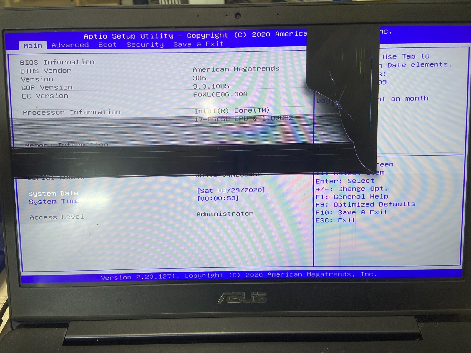 Asus Zenbook UX331F Intel Core i7-8565u 1.8GHz 8GB NO HDD READ