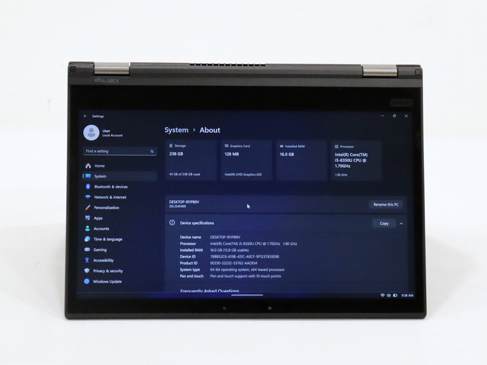 Lenovo ThinkPad X380 Yoga 13.3″ Touch i5-8350U 16GB 256GB NVMe Win 11 Pro – Read