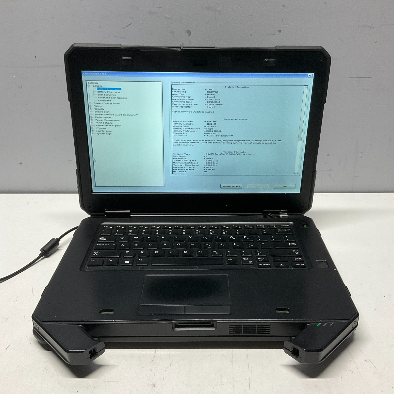 Dell Latitude 5414 Rugged Laptop Intel i7-6600U 2.60GHz 8GB NO HDD/OS/BAT READ