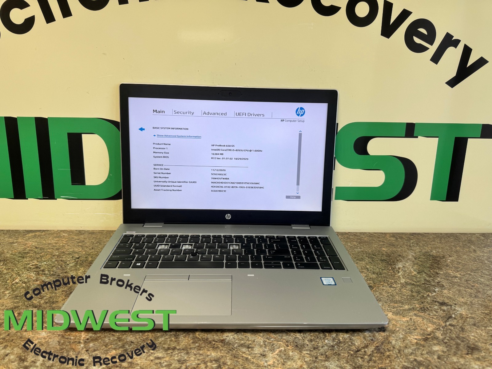 HP ProBook 650 G5 i5-8265U 1.6GHz 16GB RAM (NO OS/HDD/SSD)