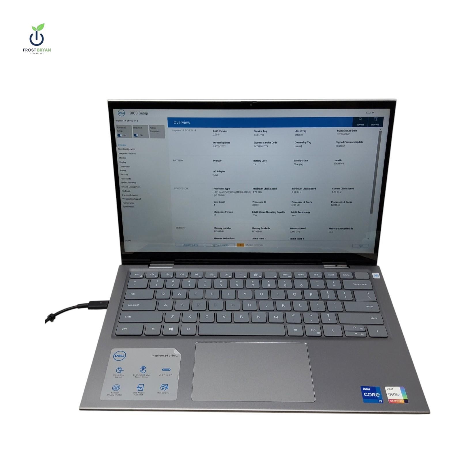 DELL INSPIRON 14 5410 2-IN-1 i7-1165G7@2.80GHz 16GB 512GB No OS Grade C [READ]