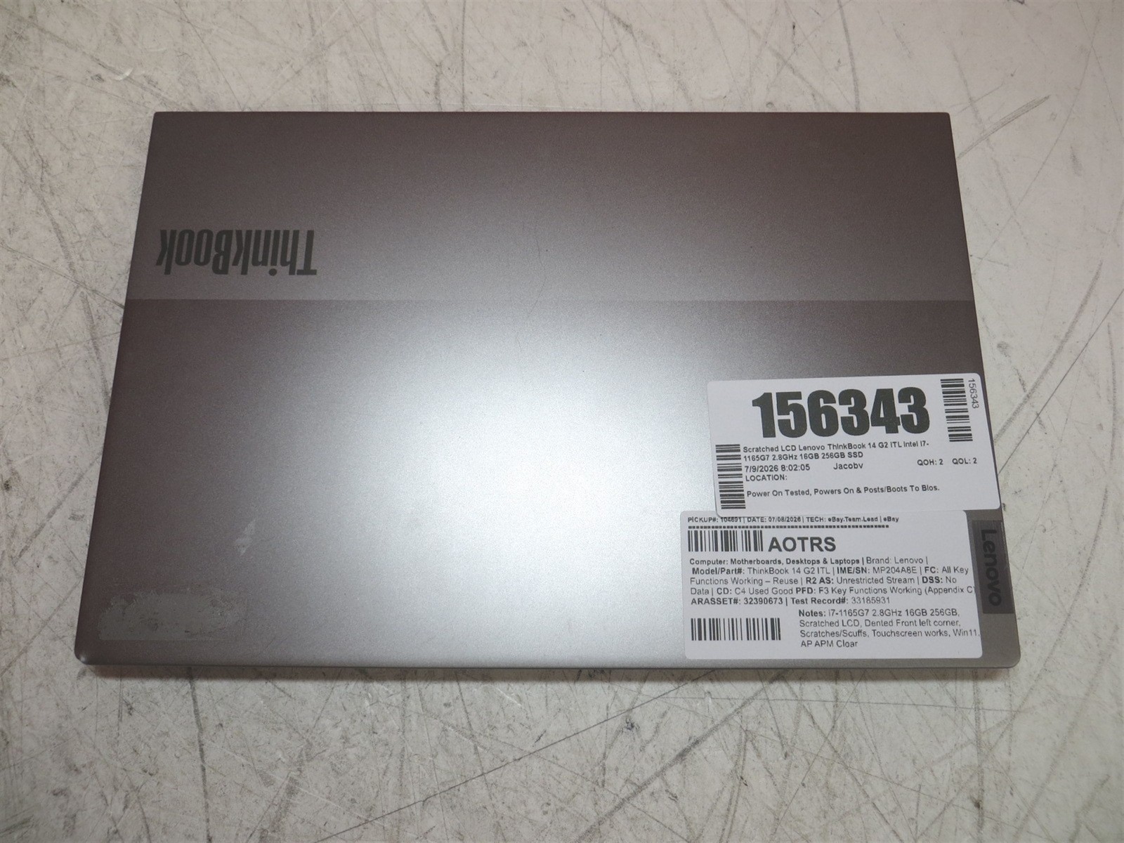 Scratched LCD Lenovo ThinkBook 14 G2 ITL Intel i7-1165G7 2.8GHz 16GB 256GB w/OS