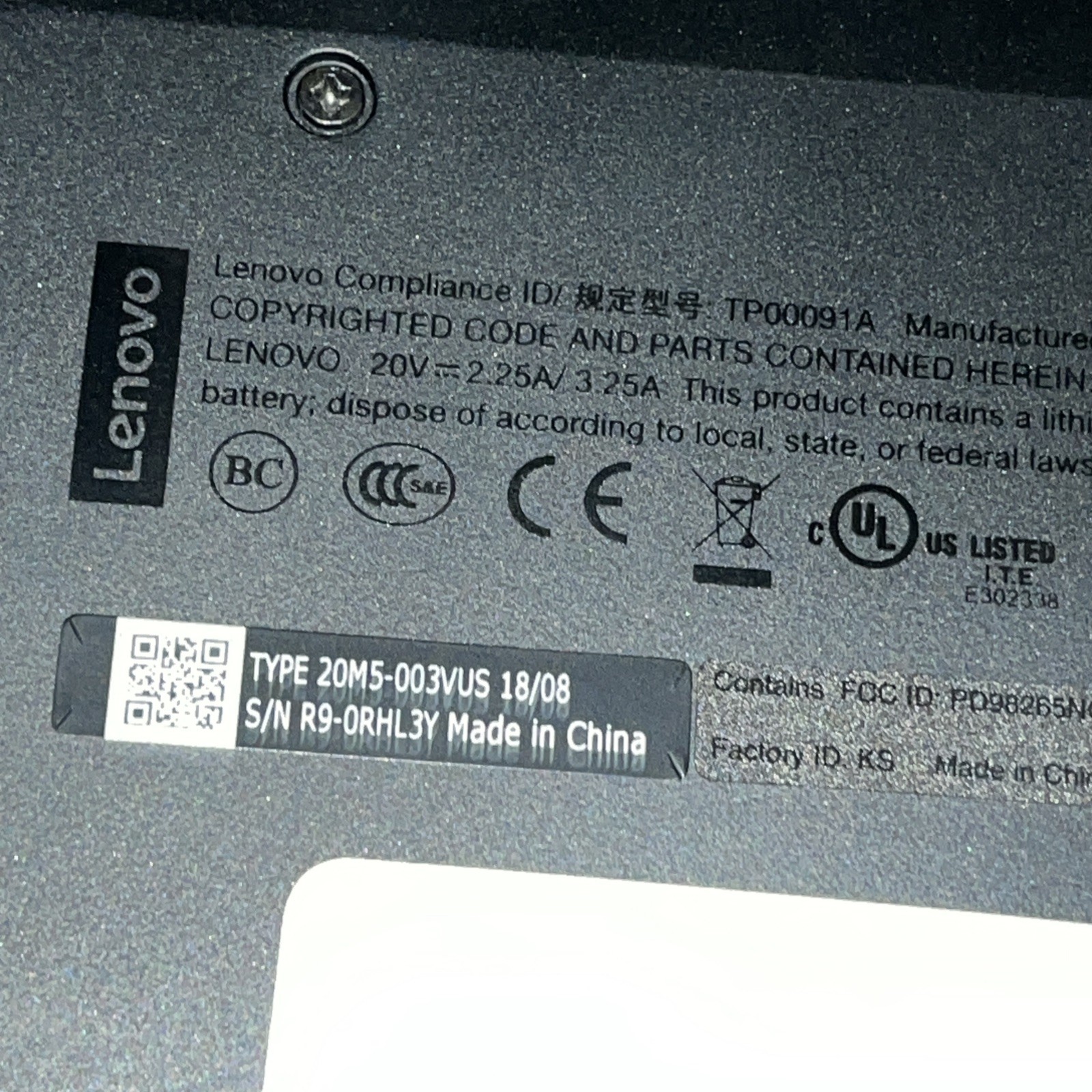 LENOVO THINKPAD L380 INTEL CORE I3-8130U 2.20GHZ 8GB RAM NO HD