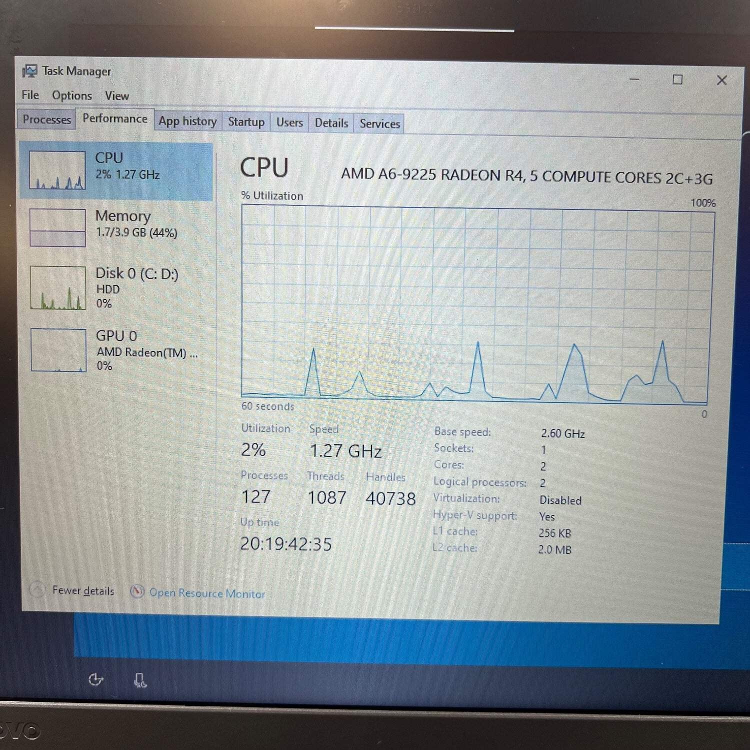 Lenovo IdeaPad 1 130-15AST 15.6″ A9 9225 2.6GHz 4GB RAM 128GB HDD