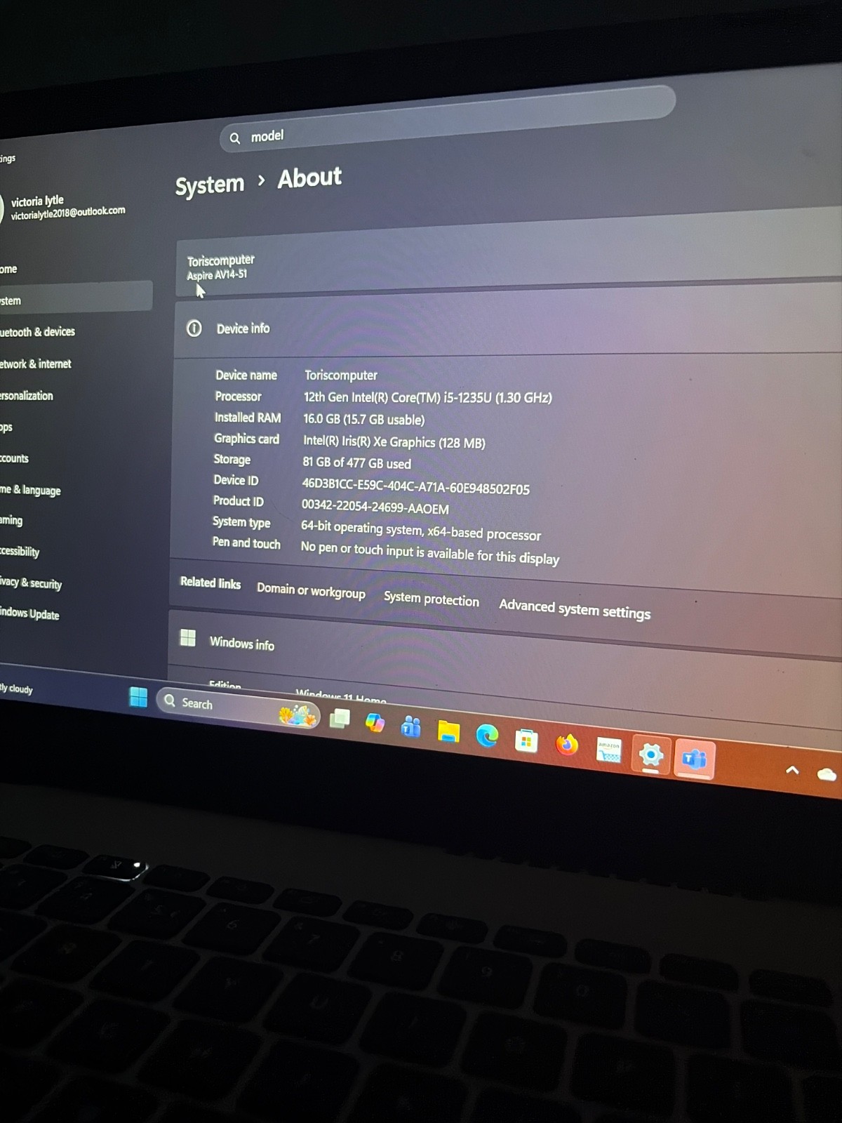Acer Aspire Vero AV14-51 14” Core i5-1235U 16GB RAM 512GB SSD Windows 11 Pro