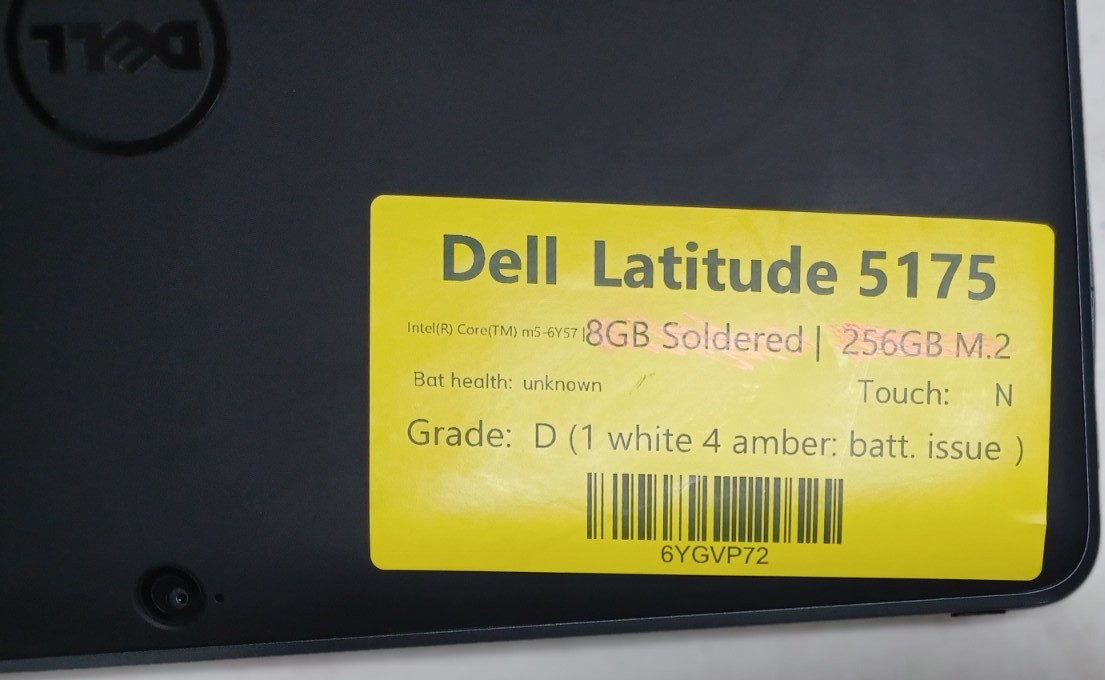 Dell Latitude 5175 No Battery Charge, No RAM No Storage