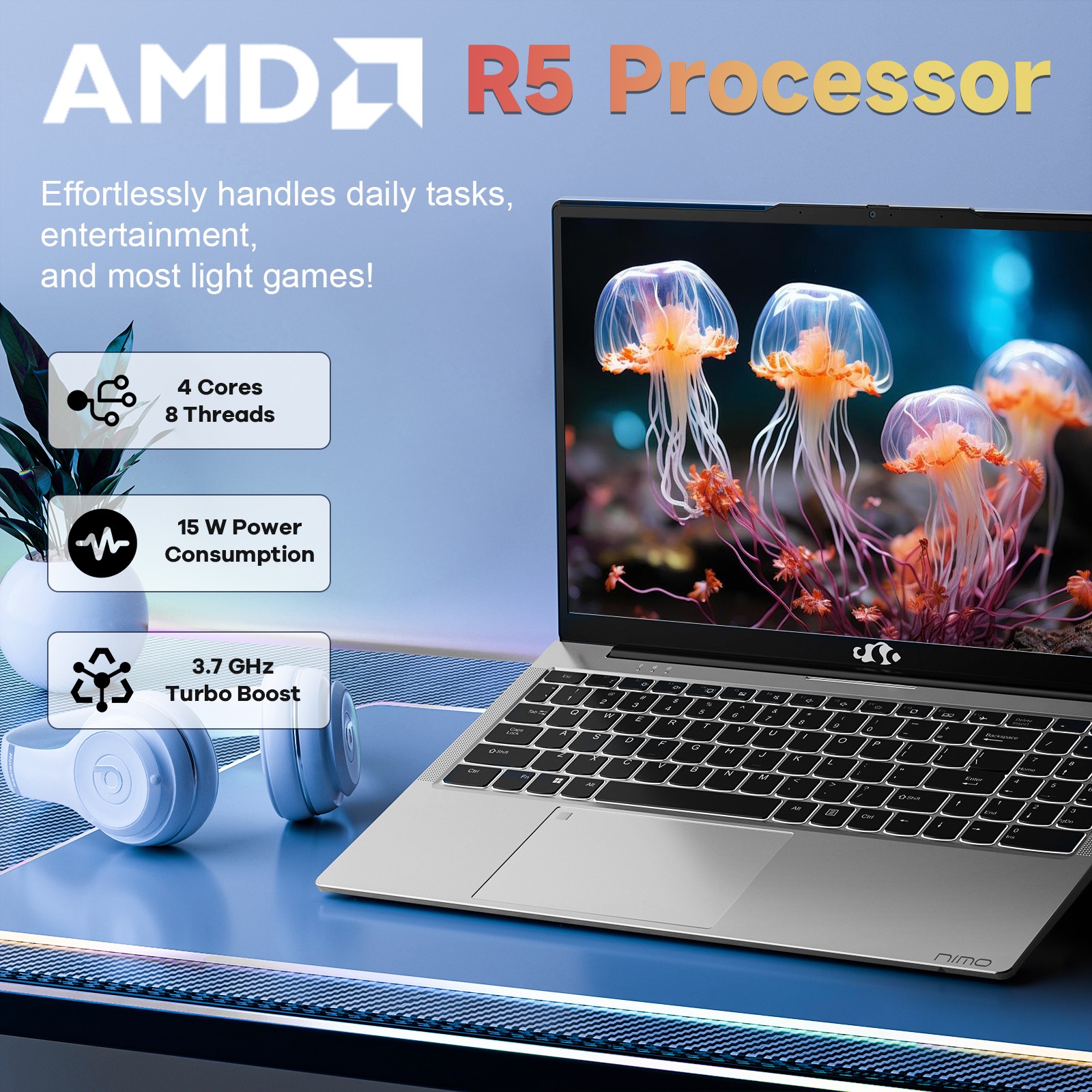 NIMO 15.6” IPS FHD Laptop 16GB RAM 512GB SSD AMD Ryzen 5 Student Computer