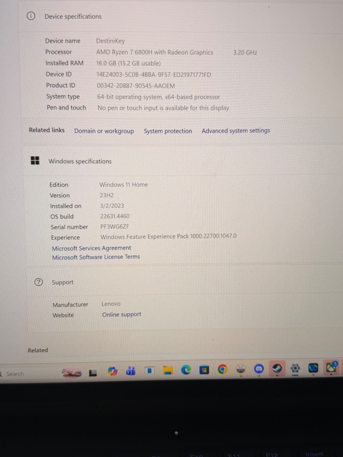 Lenovo Legion Pro 5 16” Ryzen 7 6800H|RTX 3050 Ti | 16GB RAM | 512 GB SSD| Windo