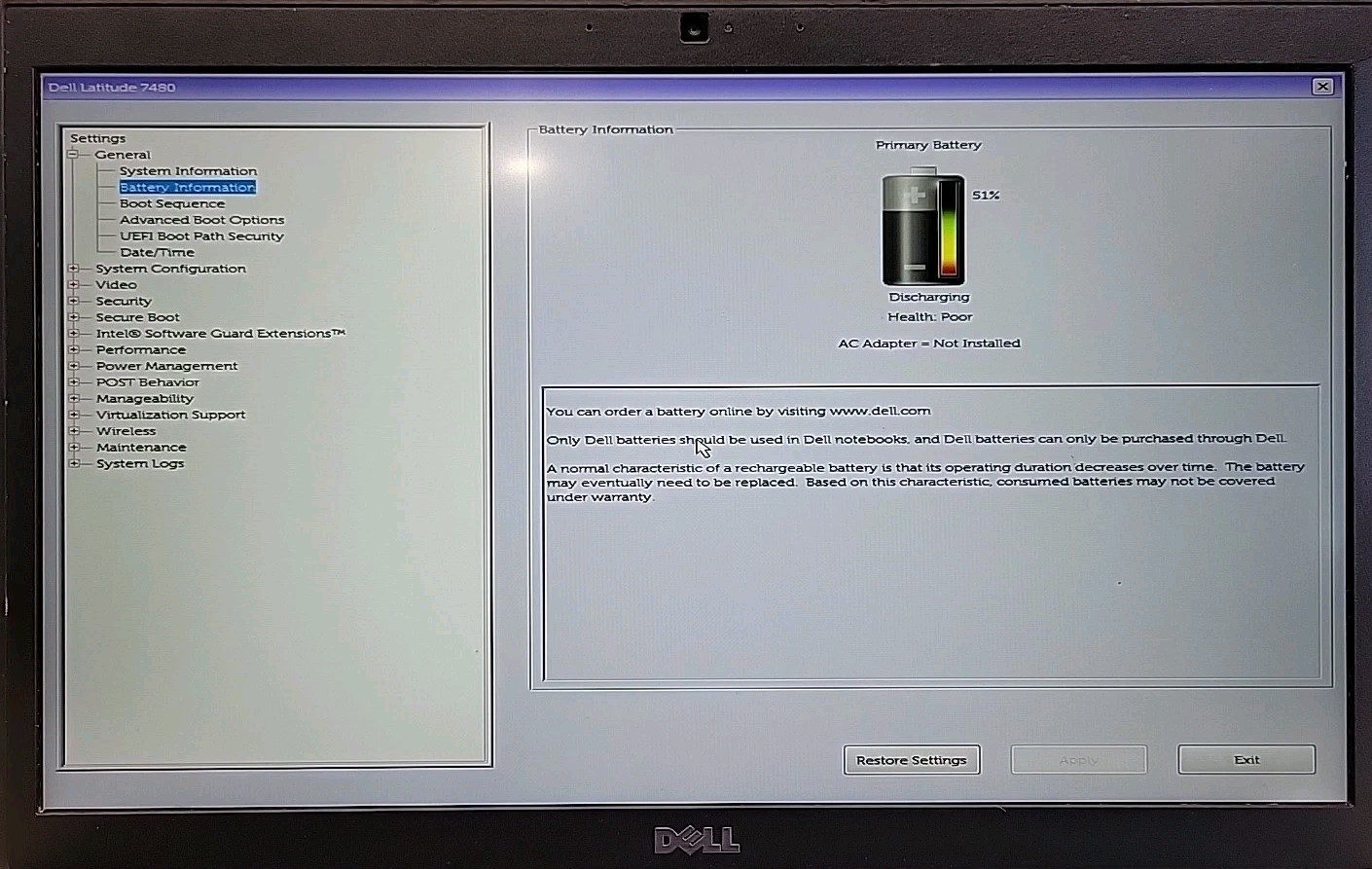 Dell Latitude 7480, Intel Core i7-6600U @ 2.6GHz, 4GB RAM, NO SSD, NO OS