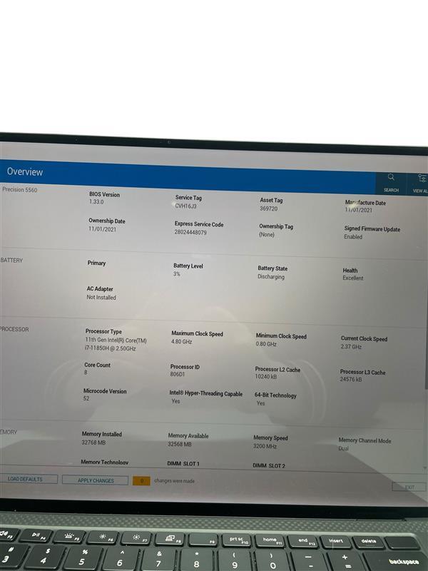 DELL PRECISION 5560 15.6″ i7 2.50GHz 32GB RAM 1TB SSD – Grade D