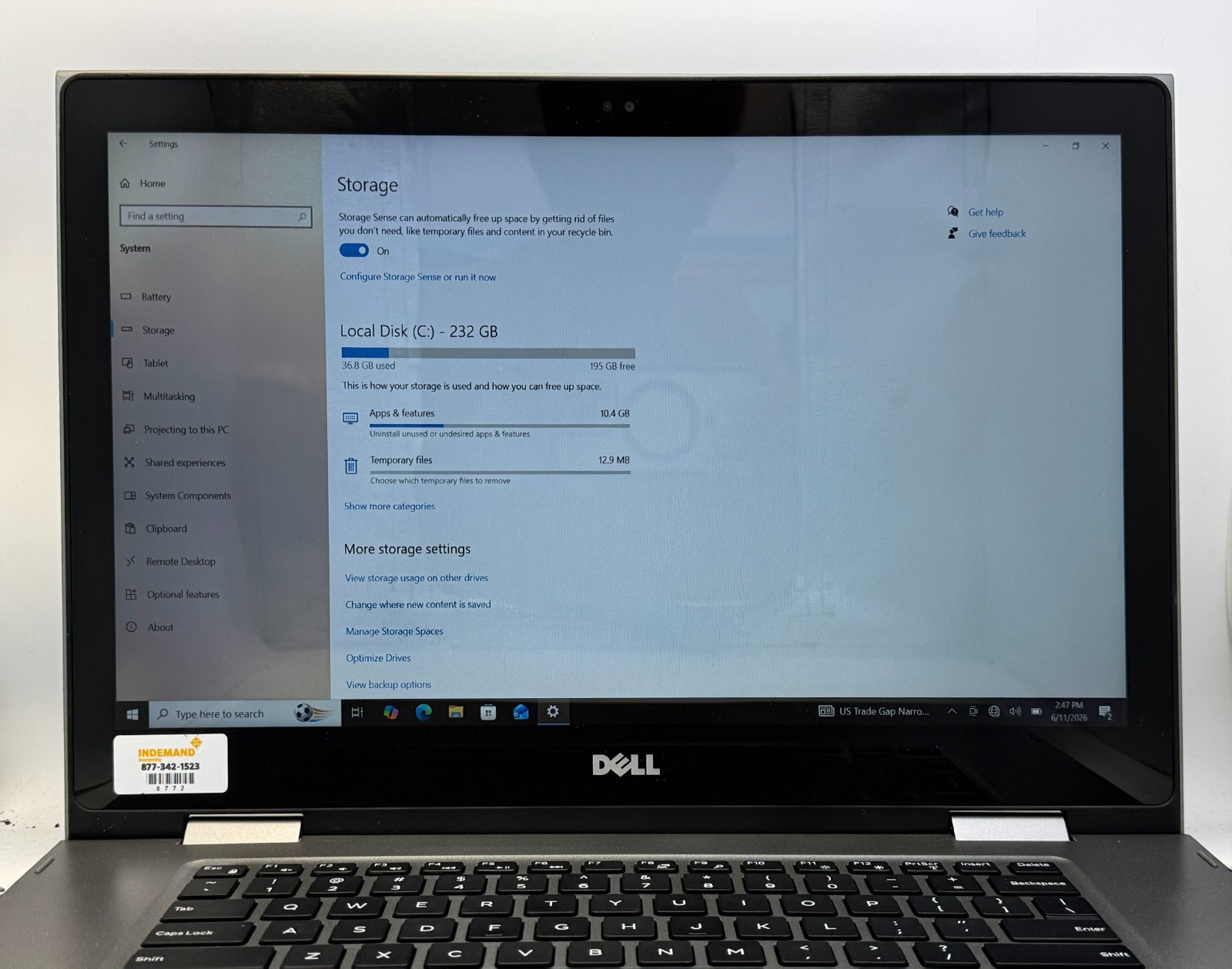 Dell Inspiron 15-5578 i3-7130u 2.73GHz 16GB RAM 256GB SSD