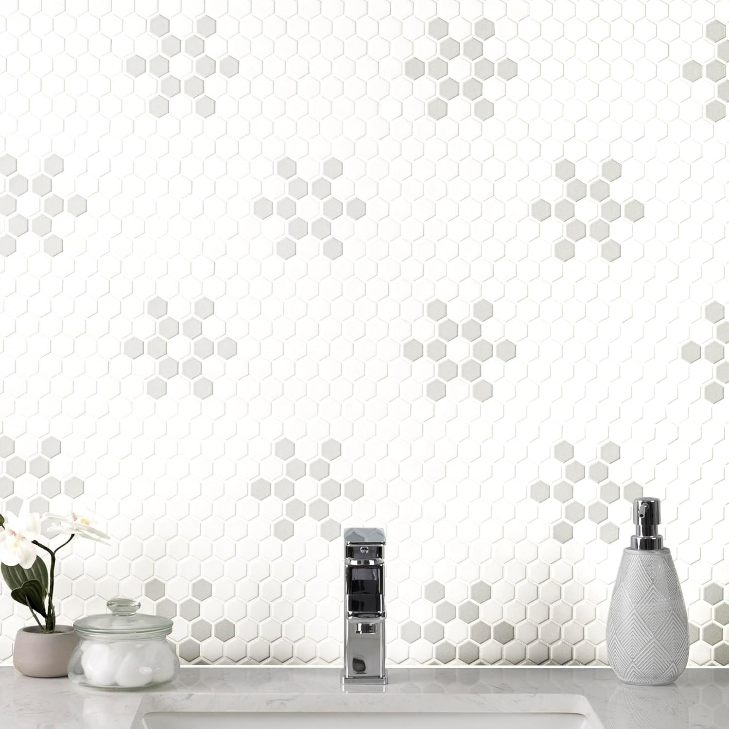 Stylish 12×12 Matte Porcelain Tile in White & Gray for Backsplash & Floors