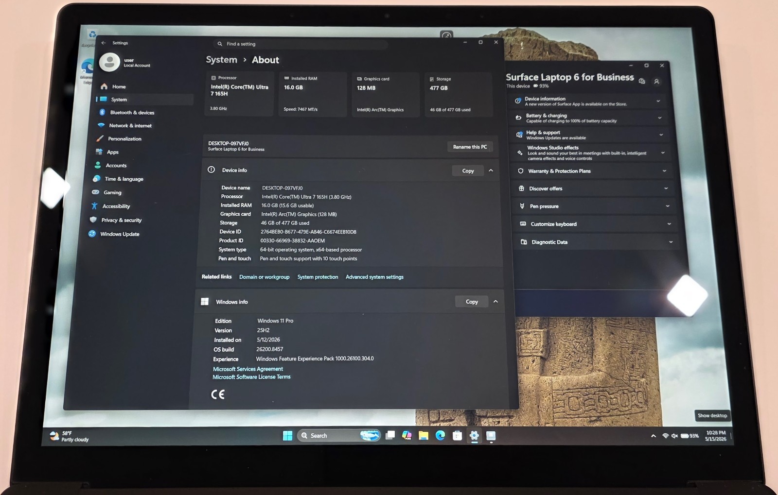 Microsoft Surface Laptop 6 Ultra 7 165H AI 16GB RAM, 512GB Windows 11 Copilot
