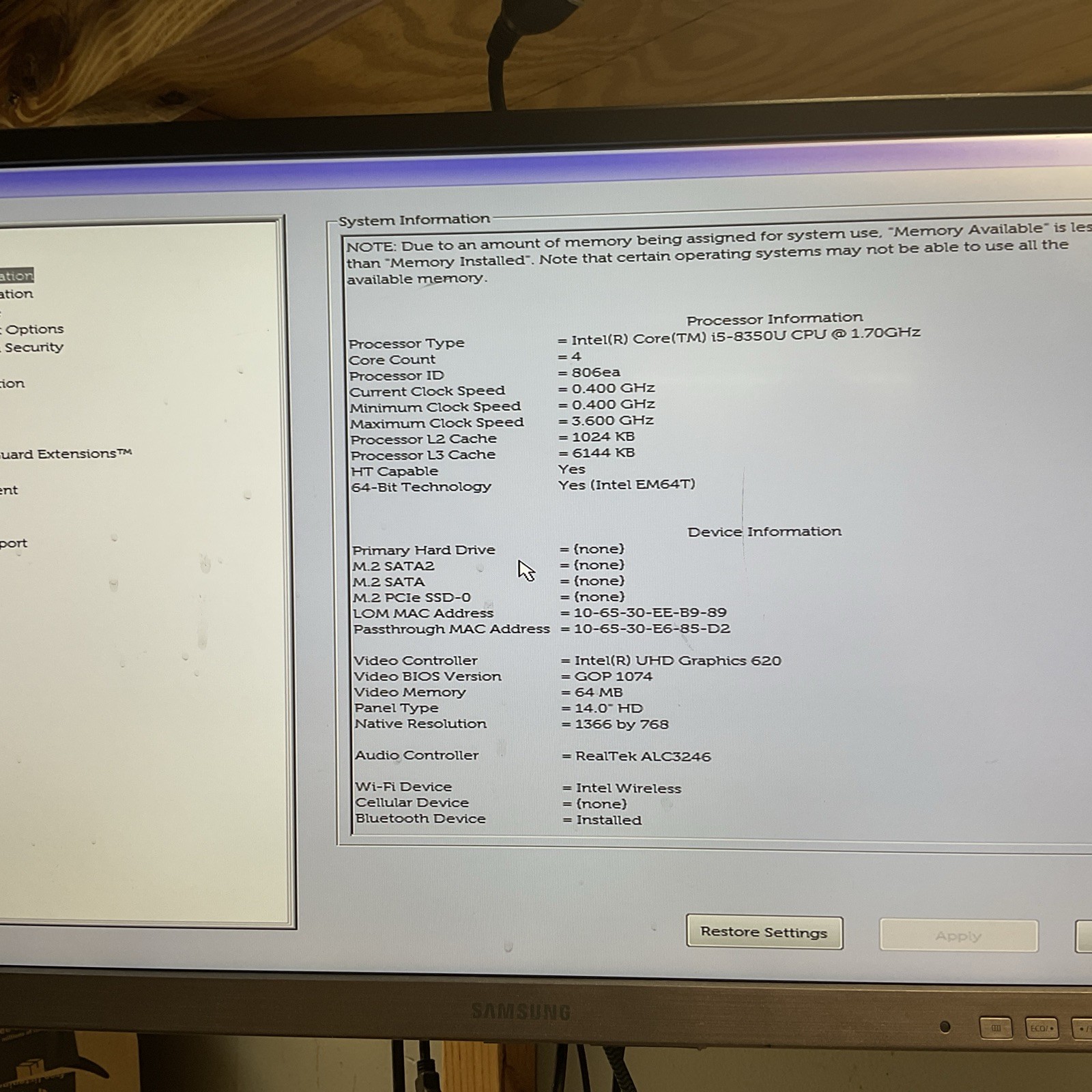 Dell Latitude 5490 / i5 8th Gen / BIOS Unlocked / Cracked Screen / No SSD / O10