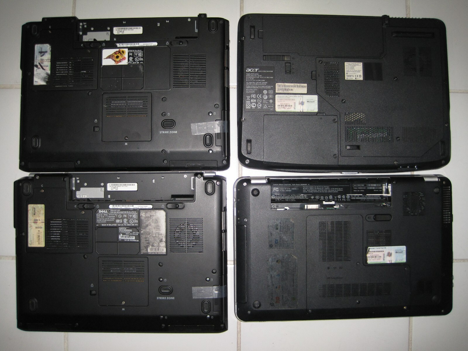 Lot of 4 Laptop- Dell Inspiron 1520 1521 HP Pavilion dv6-3025dx Acer Aspire 5315