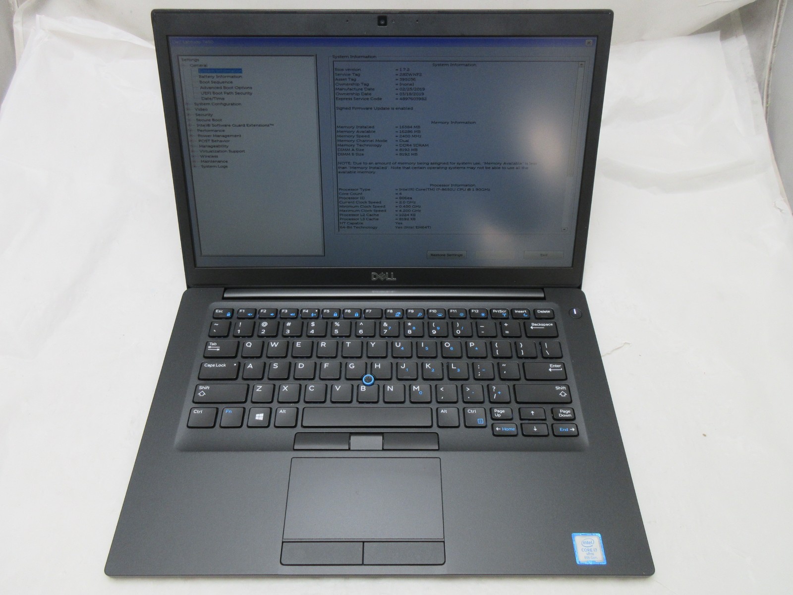 Dell Latitude 7490 14″ : i7-8650U 1.9GHz : 16GB RAM : 512GB SSD : Grade B