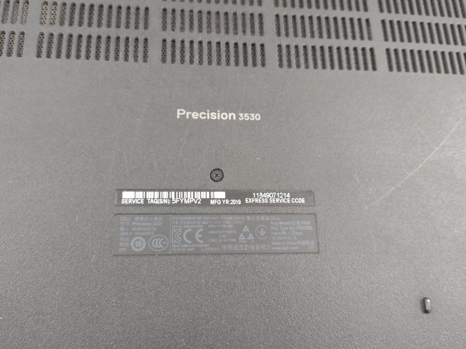 Dell Precision 3530 15.6” W/ i7-8850H 2.60GHz, 8GB RAM, 256GB SSD.