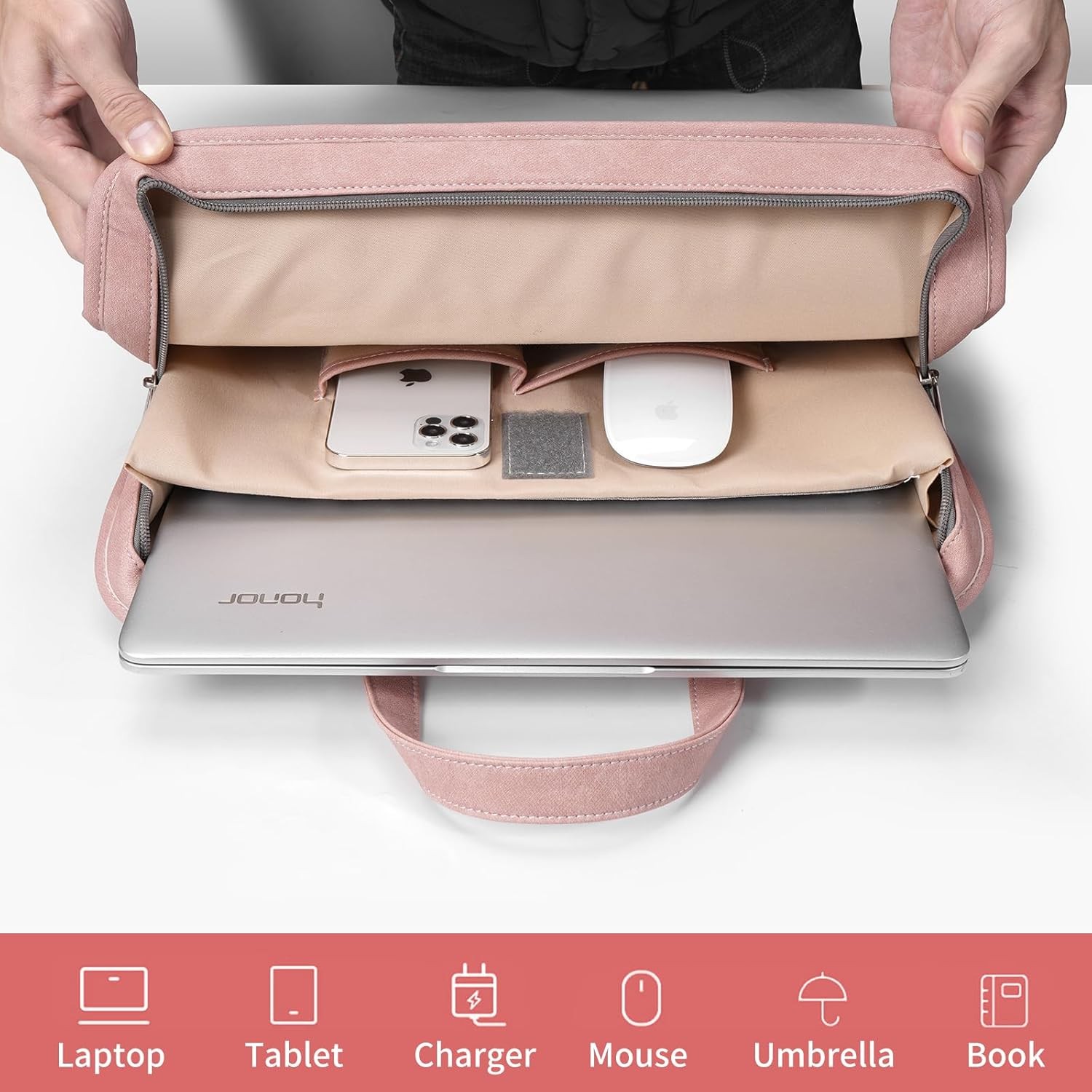 Pink Sleeve Case for 15.6 Inch, 16 Inch MacBook Pro, Includes Shoulder Strap, Po