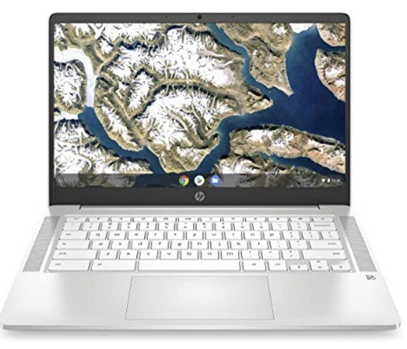 HP 14a-na0020nr 14 inch (32GB, Intel Celeron, 1.10GHz, 4GB) Chromebook – White –
