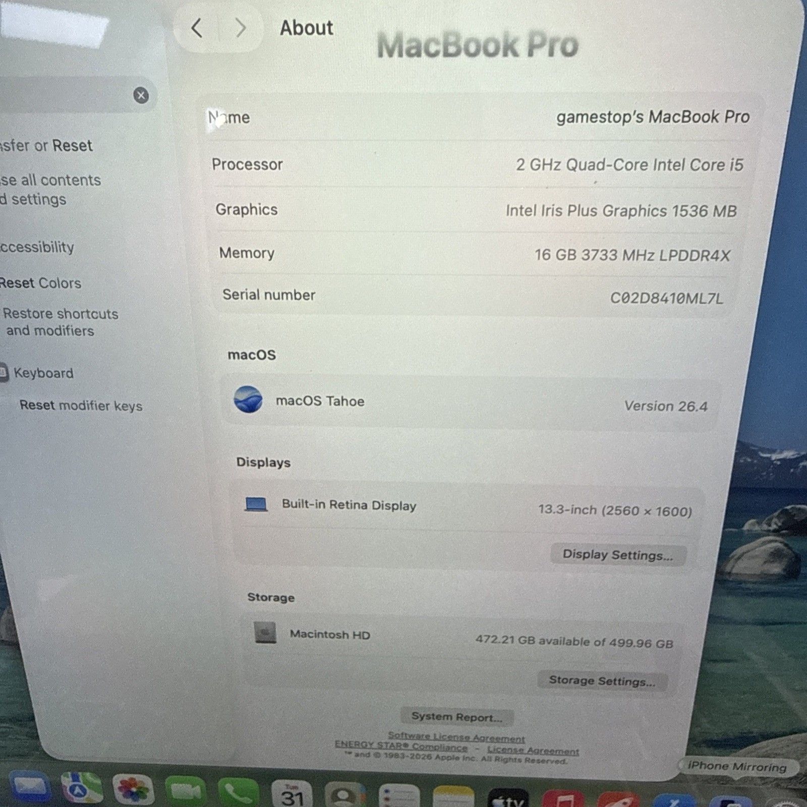 APPLE MACBOOK PRO A2251 (I99011997)