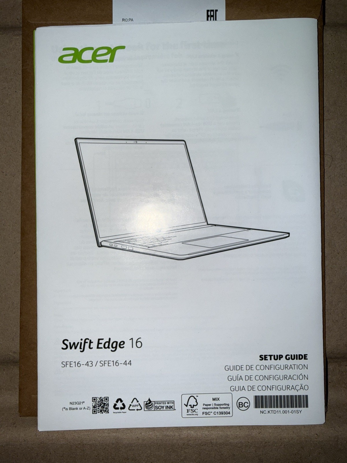 (Acer Swift Edge 16) 16″ AMD Ryzen 7 8840U 16GB RAM 1TB SSD (Read Description)