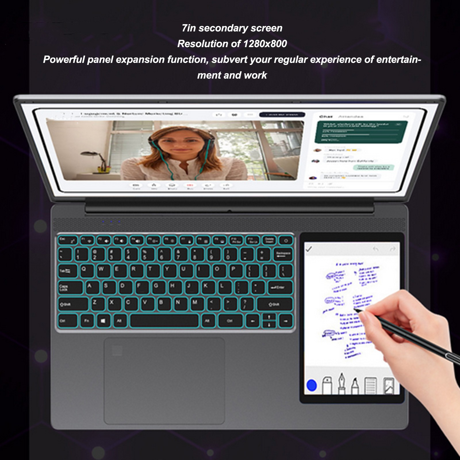 Hot 15.6 Inch Laptop With 7in Touch Screen For 10 11 Dual Screen Laptop⭐