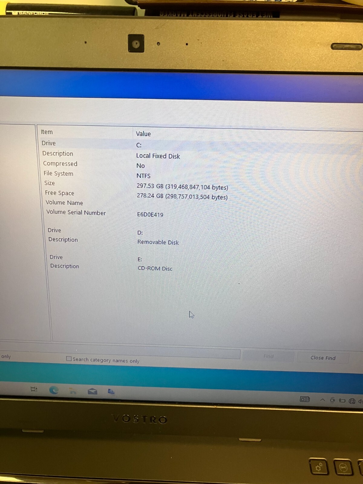 DELL VOSTRO 3560 Laptop Intel Core i3-3110M 2.40 GHZ + 4 GB 300GB HD, FOR PARTS