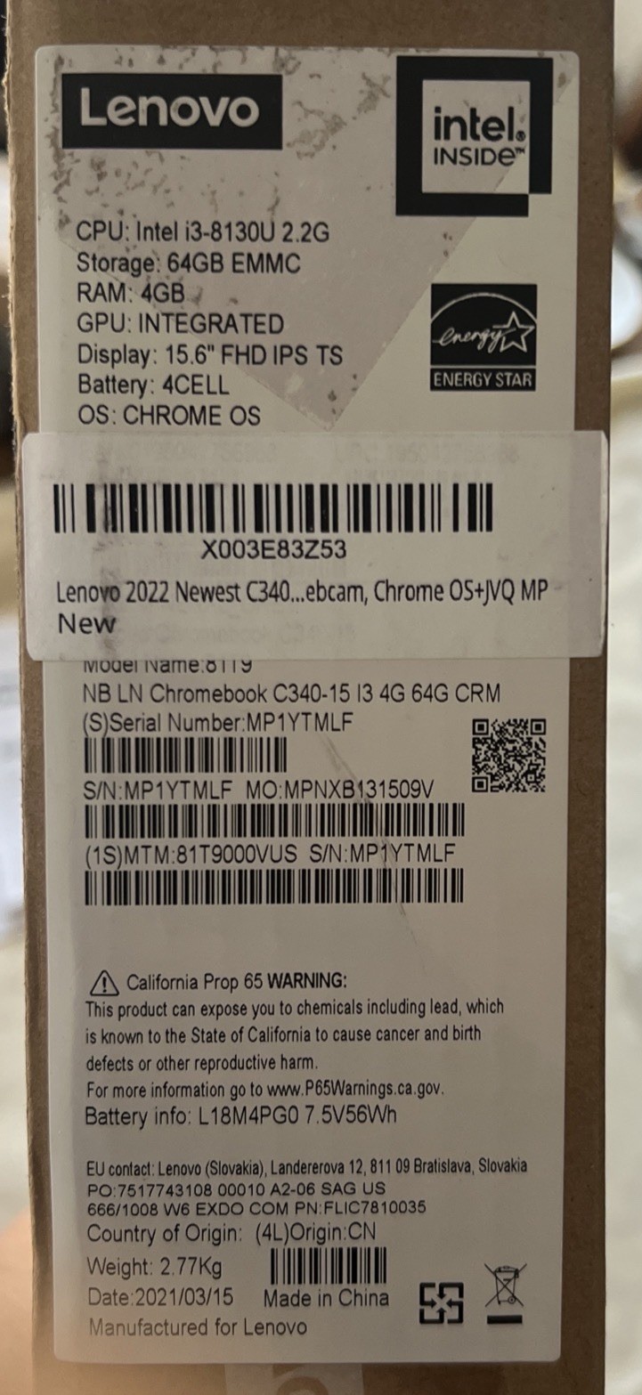 lenovo chromebook c340-15 new 2022
