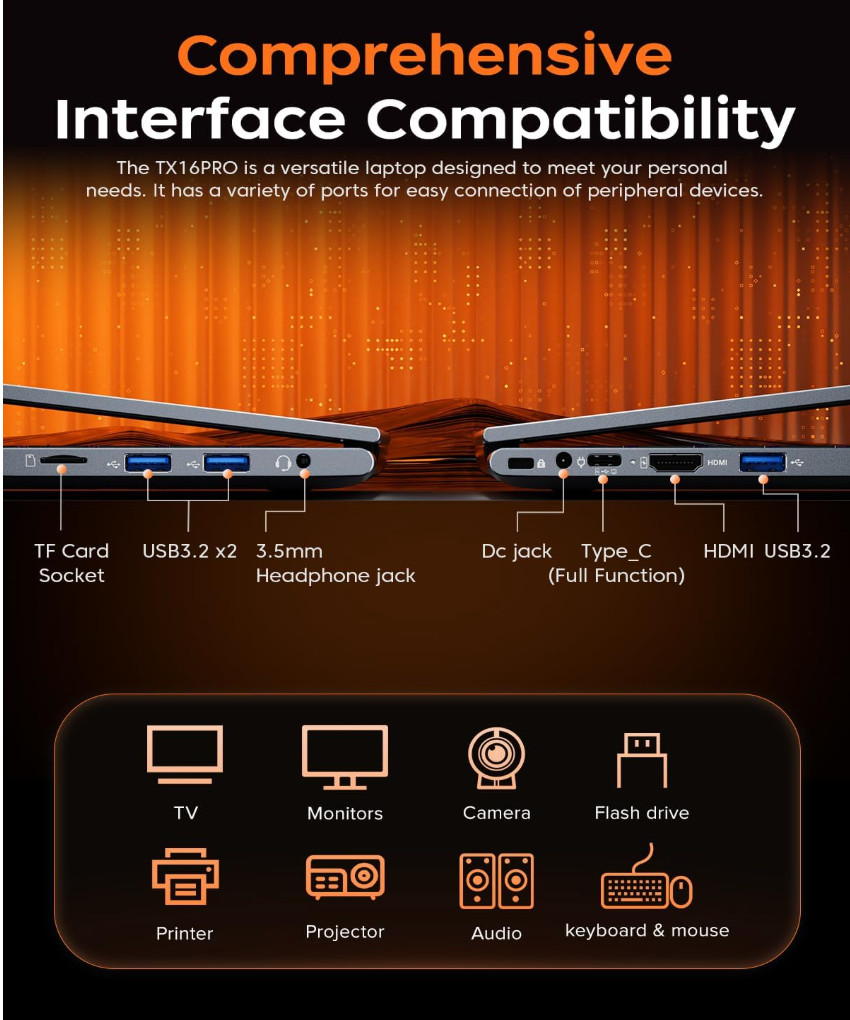 2025 AMD Laptop, 16.1inch Laptop Computer with AMD Ryzen 7 5700U