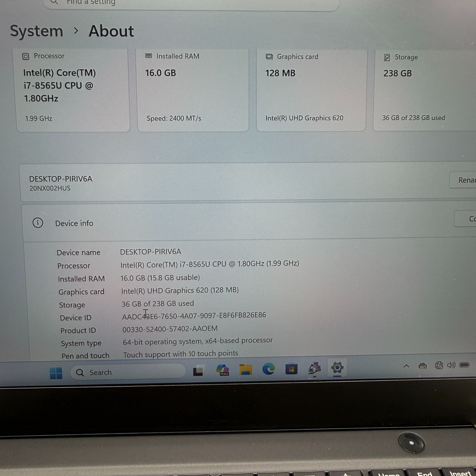 Lenovo ThinkPad T490s 14″ i7-8565U 16GB RAM 256GB SSD Win11 Pro Fingerprin Fair